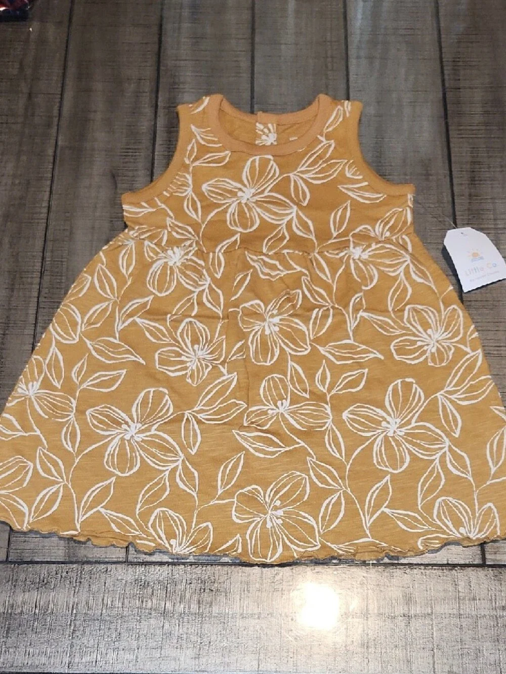 NWT Girls' Mustard Floral Sleeveless Dress